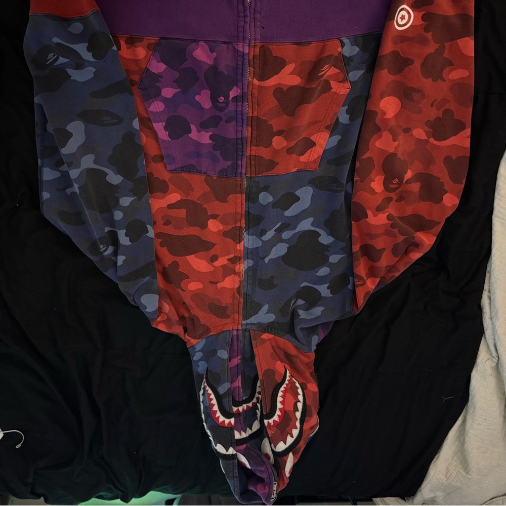 BAPE Colorful Camo Shark Hoodie